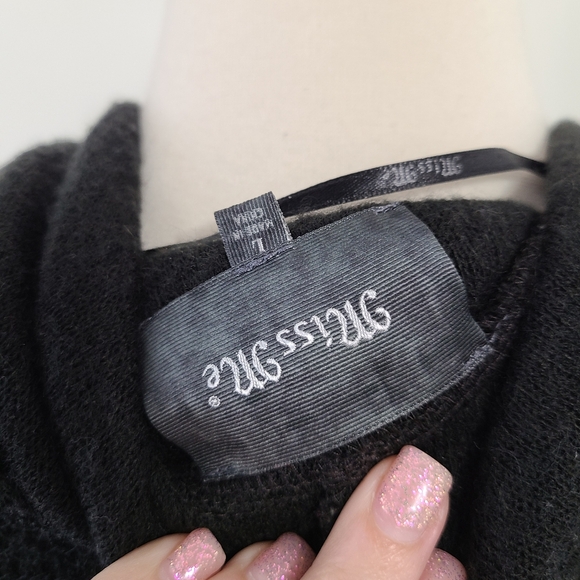 Miss Me MixMaster Hooded Open Front Sweater black rainbow fringe size large - Picture 7 of 8